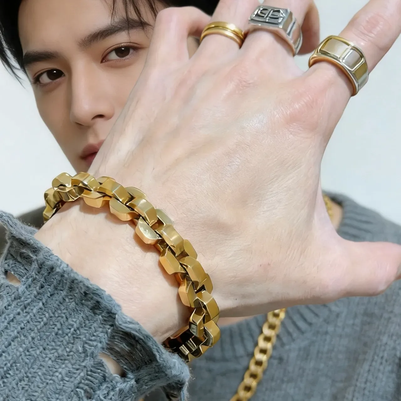 Balenciaga Bracelet Chaîne Curb Doré 8