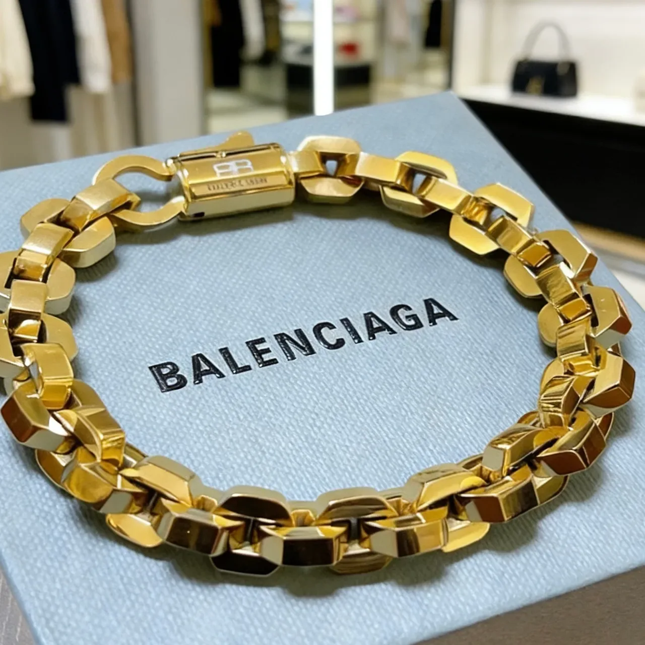 Balenciaga Bracelet Chaîne Curb Doré 9