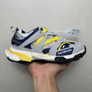 Balenciaga Defender gris marino amarillo zapatillas gruesas