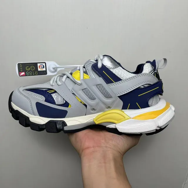 Balenciaga Defender Gray Navy Yellow Chunky Sneakers 3