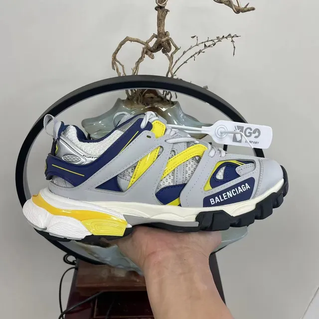 Balenciaga Defender Gray Navy Yellow Chunky Sneakers 7