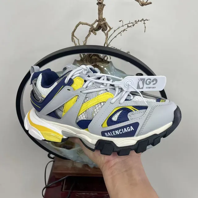 Balenciaga Defender Gray Navy Yellow Chunky Sneakers 8