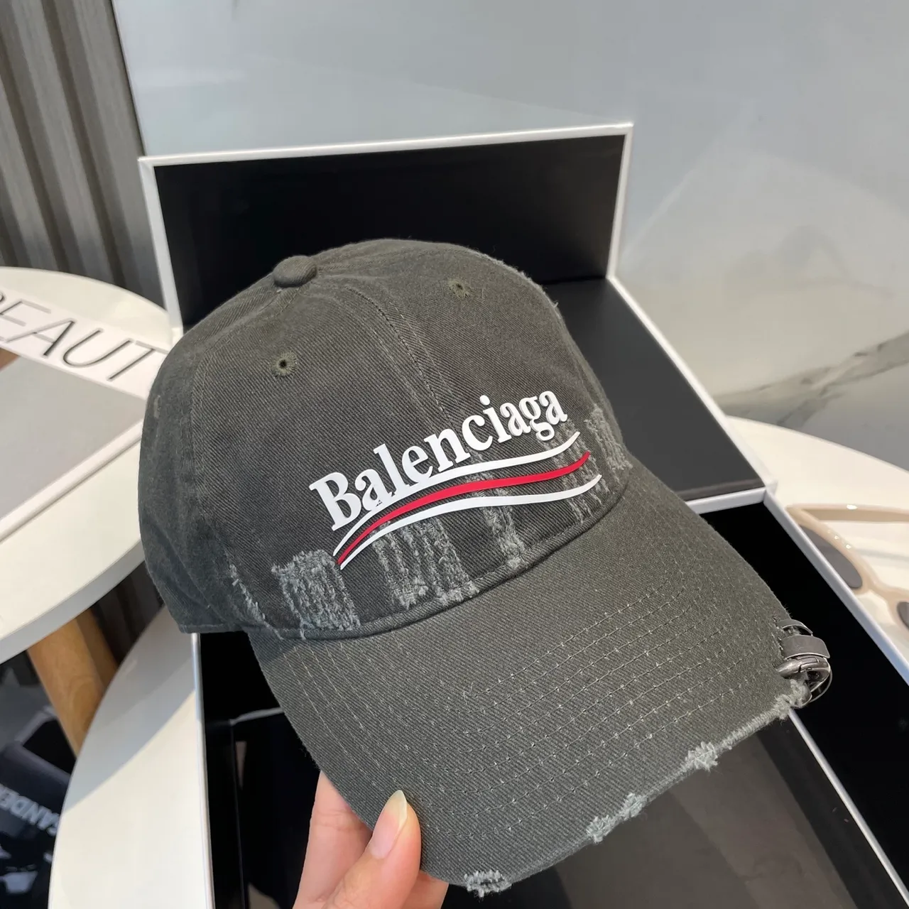 Balenciaga Distressed Logo Baseball Cap 3