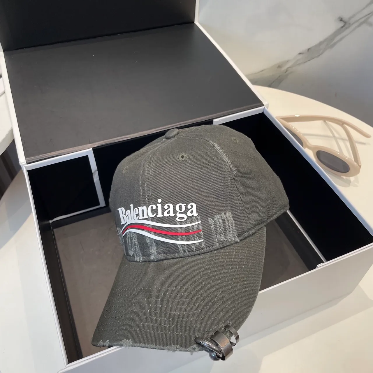 Balenciaga Distressed Logo Baseball Cap 6