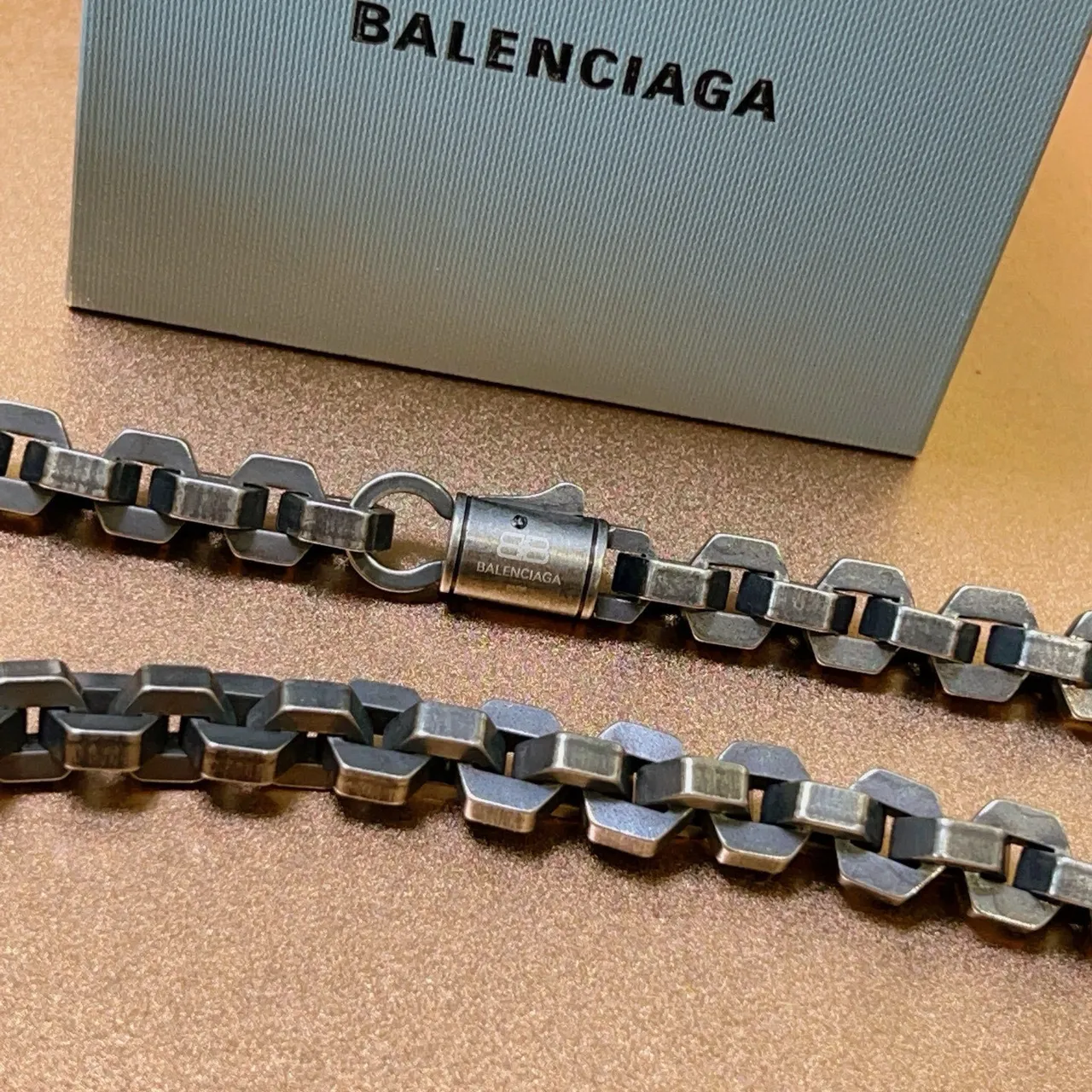 Balenciaga Geometric Link Oxidized Metal Necklace 5