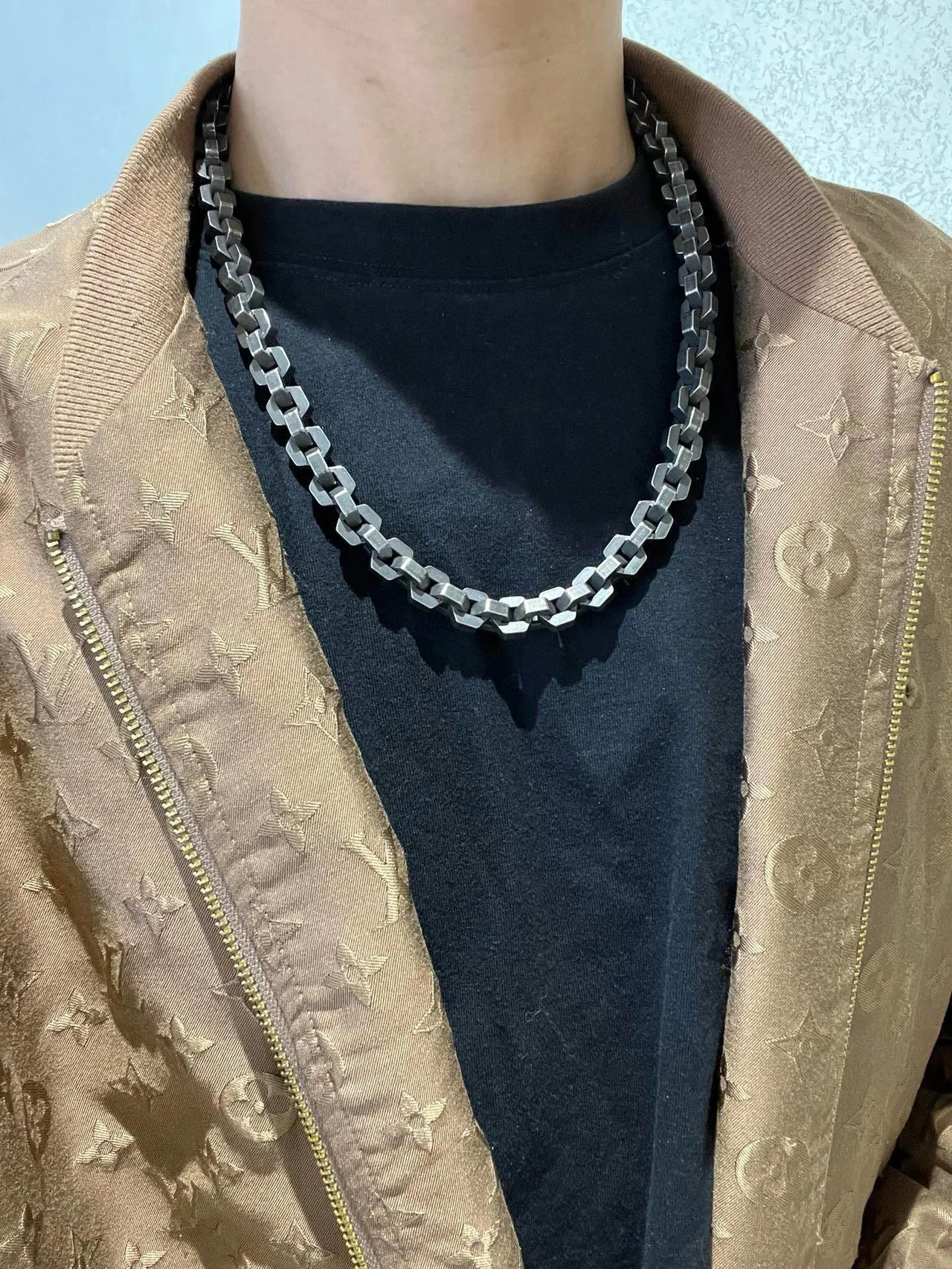 Balenciaga Geometric Link Oxidized Metal Necklace 7