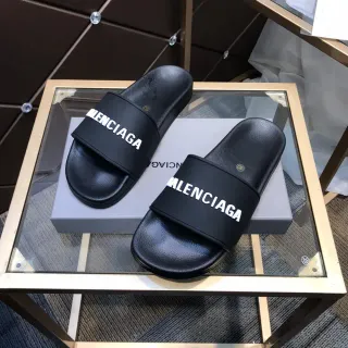 Balenciaga Logo Slide أحذية منزلية سوداء