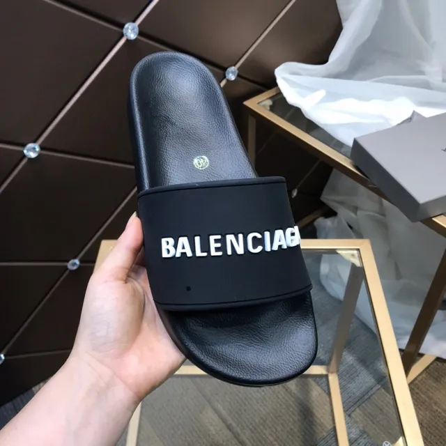 Balenciaga Logo Slide أحذية منزلية سوداء 3
