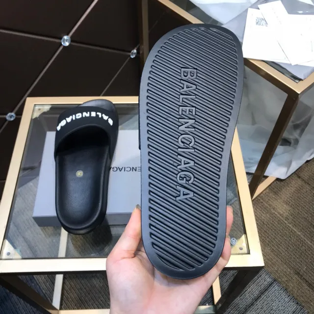 Balenciaga Logo Slide أحذية منزلية سوداء 4