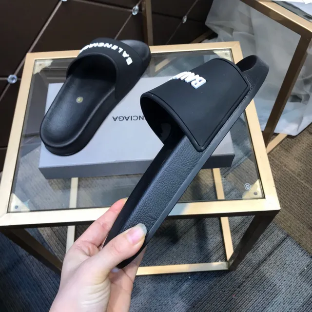 Balenciaga Logo Slide أحذية منزلية سوداء 6