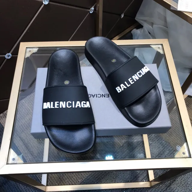 Balenciaga Logo Slide أحذية منزلية سوداء 7