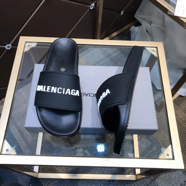 Balenciaga Logo Slide أحذية منزلية سوداء 8