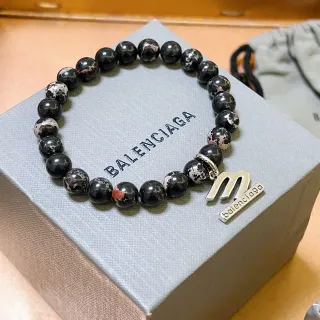 Balenciaga M سوار حجر ماربل أسود سوار مرن
