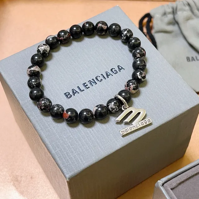 Balenciaga M ব্রেসলেট কালো মার্বেল পাথর লোচযোগ্য ব্রেসলেট 6