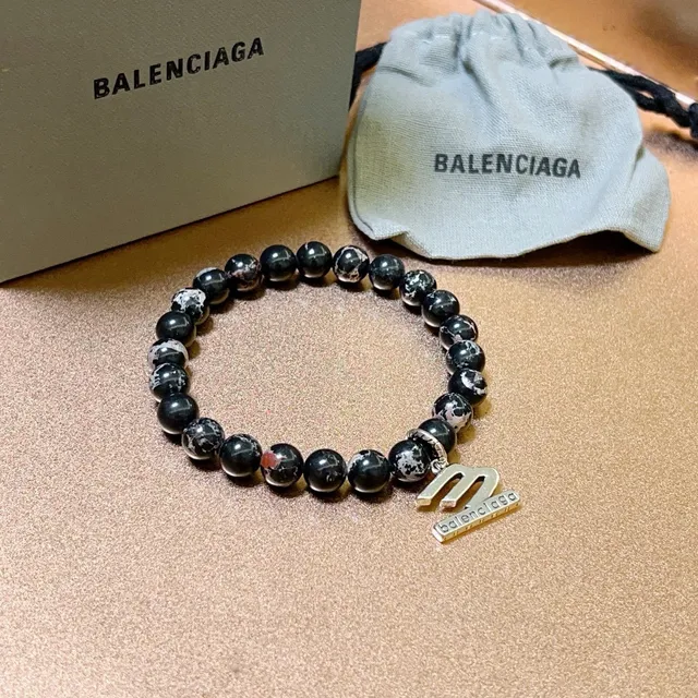 Balenciaga M ব্রেসলেট কালো মার্বেল পাথর লোচযোগ্য ব্রেসলেট 7