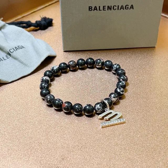 Balenciaga M ব্রেসলেট কালো মার্বেল পাথর লোচযোগ্য ব্রেসলেট 9