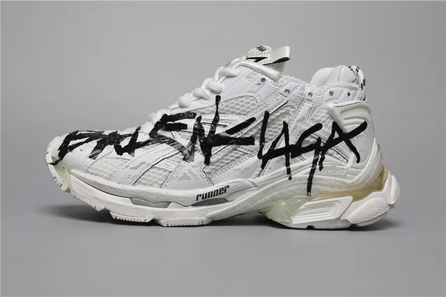 Balenciaga Runner White Graffiti Logo Chunky Sneakers 9