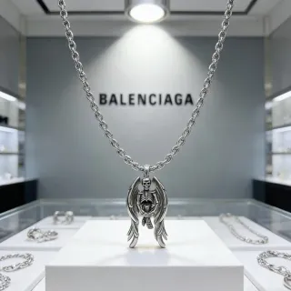 Balenciaga Skeletal Angel Pendant Silver Necklace