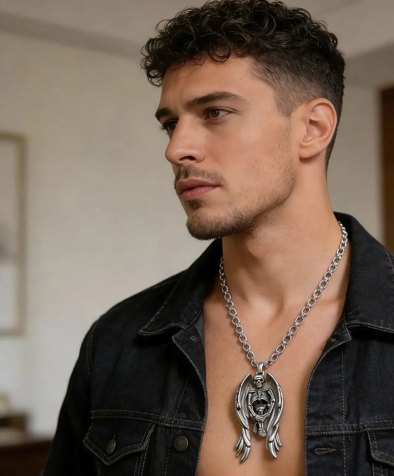 Balenciaga Collier Pendentif Ange Squelettique Argent 8