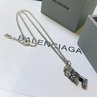 Balenciaga Skull Lighter Pendant Silver Chain Necklace
