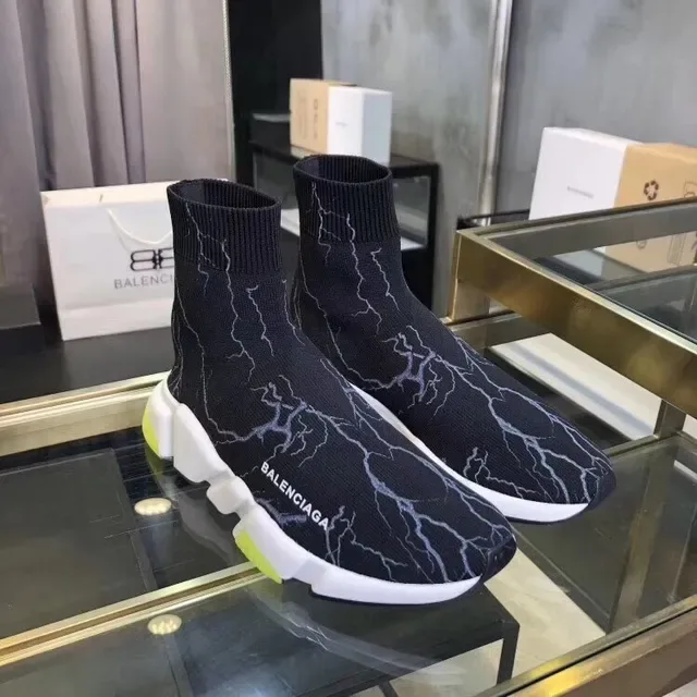 Balenciaga Speed Trainer Sneakers Lifestyle Noir Éclair Jaune Néon 2