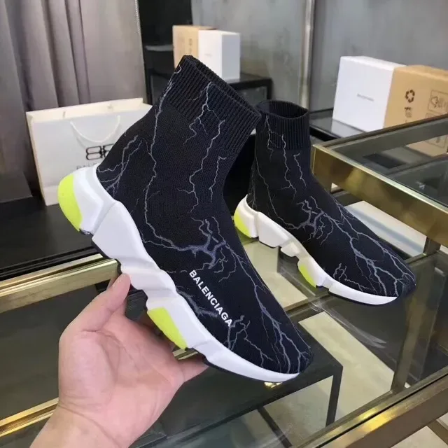 Balenciaga Speed Trainer Sneakers Lifestyle Noir Éclair Jaune Néon 3
