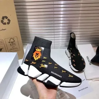Balenciaga Speed Trainer أسود أبيض جورب ملائم نسيج علوي منحوت متعدد الطبقات سول حذاء أسلوب حياة