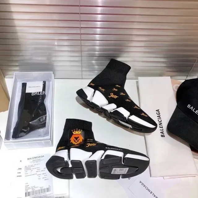 Balenciaga Speed Trainer Noir Blanc Ajuste Chaussette Tricot Supérieur Semelle Sculptée Multicouche Sneakers Lifestyle 3