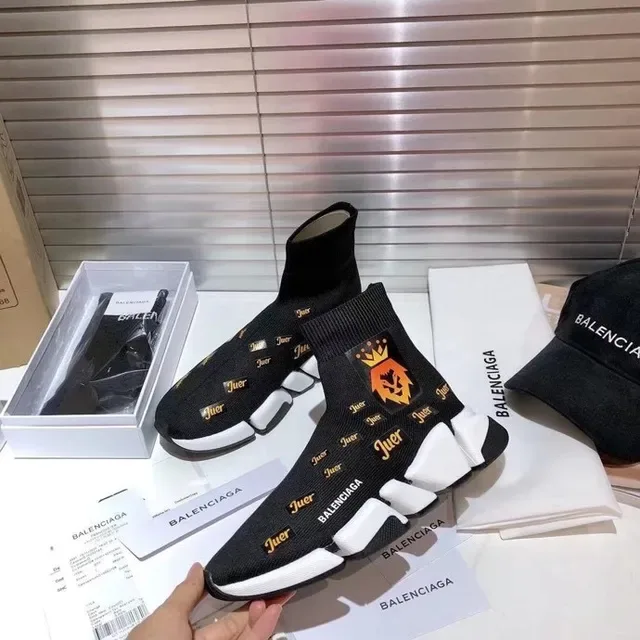 Balenciaga Speed Trainer Noir Blanc Ajuste Chaussette Tricot Supérieur Semelle Sculptée Multicouche Sneakers Lifestyle 5
