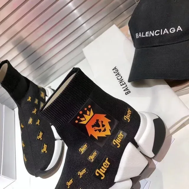 Balenciaga Speed Trainer Noir Blanc Ajuste Chaussette Tricot Supérieur Semelle Sculptée Multicouche Sneakers Lifestyle 7