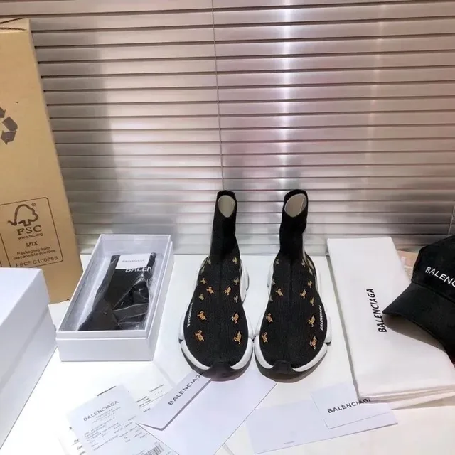 Balenciaga Speed Trainer Noir Blanc Ajuste Chaussette Tricot Supérieur Semelle Sculptée Multicouche Sneakers Lifestyle 8
