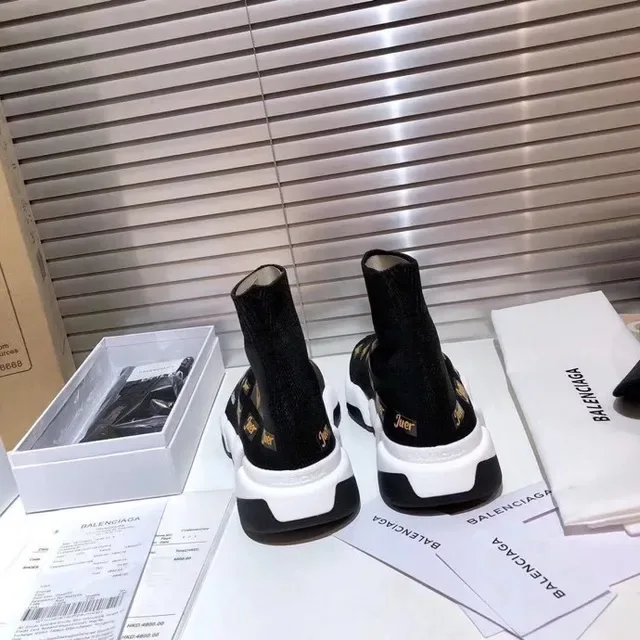 Balenciaga Speed Trainer Noir Blanc Ajuste Chaussette Tricot Supérieur Semelle Sculptée Multicouche Sneakers Lifestyle 9