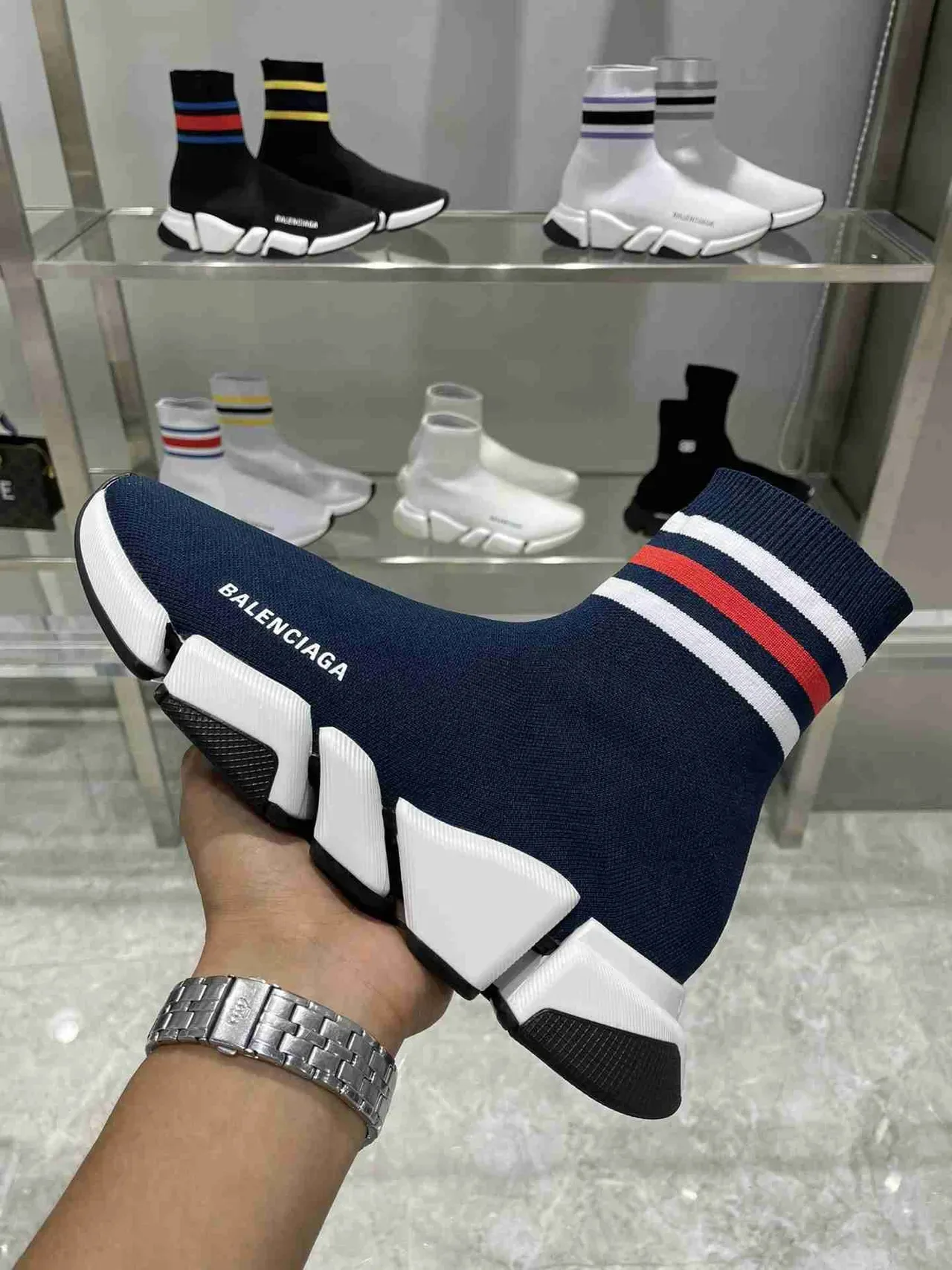 Balenciaga Speed Trainer Navy Sock-Fit tênis lifestyle 3
