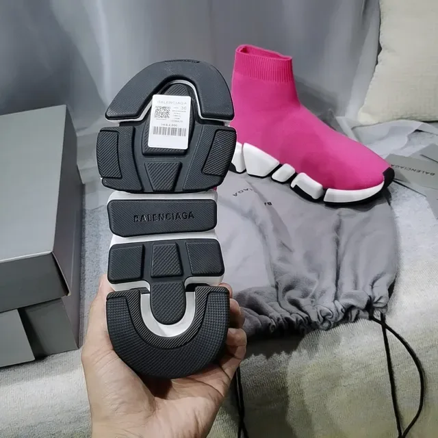 Balenciaga Speed Trainer أحذية رياضية تريكو وردية أسلوب حياة 3