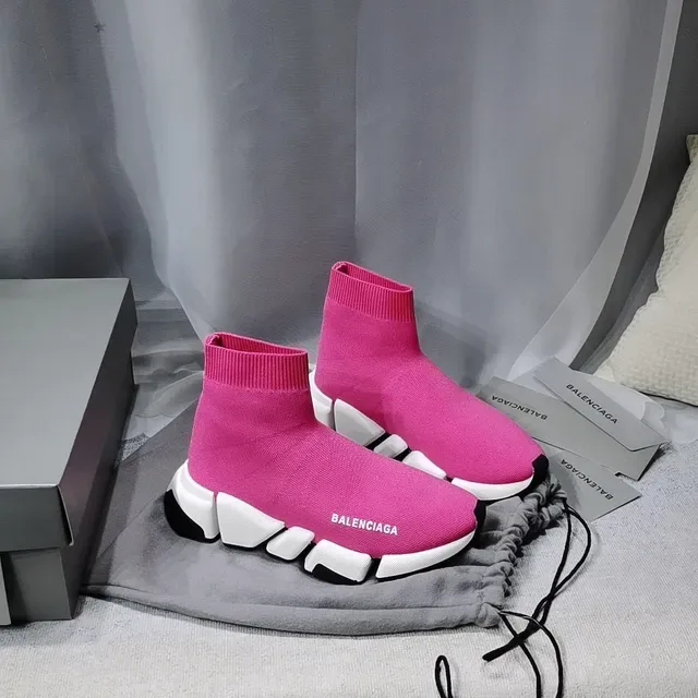 Balenciaga Speed Trainer أحذية رياضية تريكو وردية أسلوب حياة 6