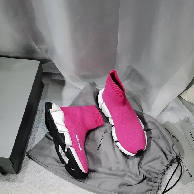 Balenciaga Speed Trainer أحذية رياضية تريكو وردية أسلوب حياة 8