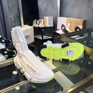 Balenciaga Speed Trainer সাদা এবং নিয়ন হলুদ লাইফস্টাইল স্নিকার্স