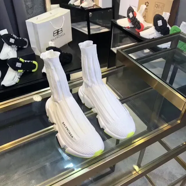 Balenciaga Speed Trainer أبيض وأصفر نيون أحذية رياضية أسلوب حياة 2