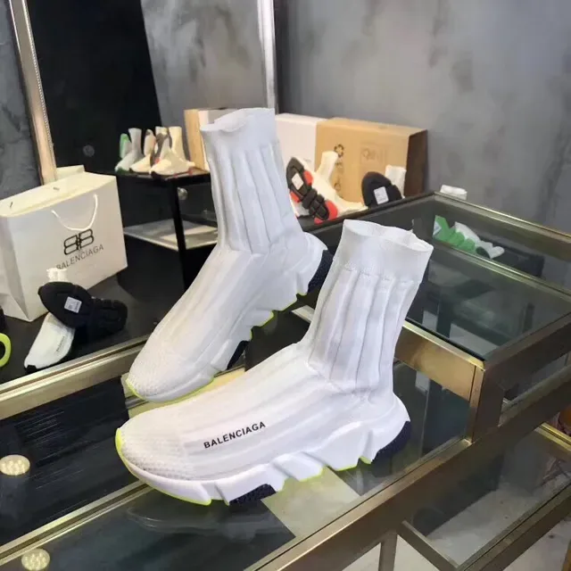 Balenciaga Speed Trainer أبيض وأصفر نيون أحذية رياضية أسلوب حياة 3