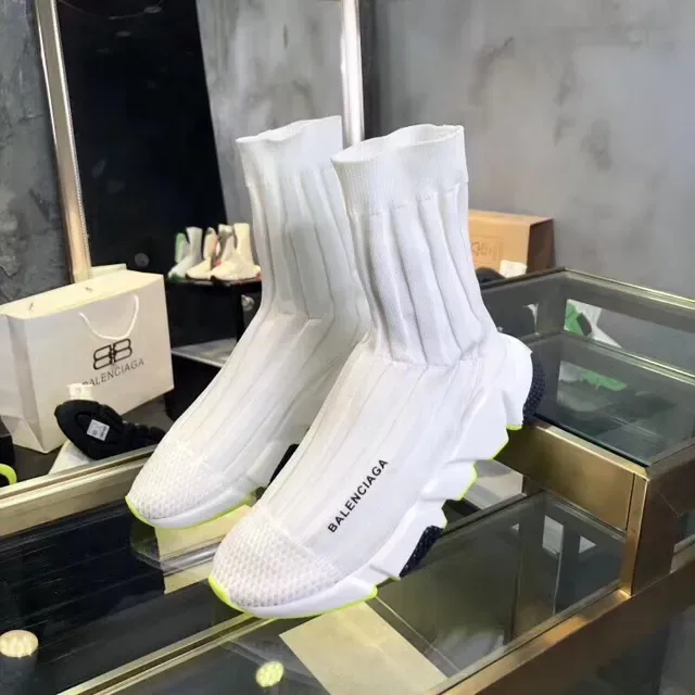 Balenciaga Speed Trainer أبيض وأصفر نيون أحذية رياضية أسلوب حياة 4