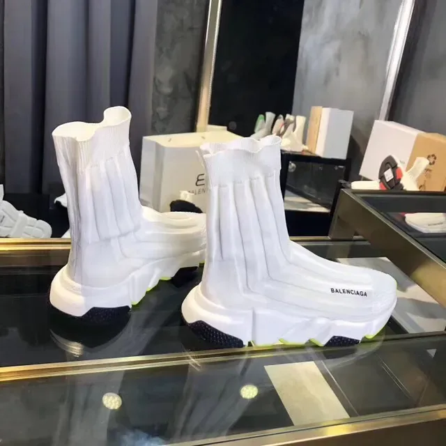 Balenciaga Speed Trainer أبيض وأصفر نيون أحذية رياضية أسلوب حياة 5