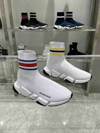 Balenciaga Speed Trainer أبيض متعدد الألوان كم مقصوص أحذية رياضية نمط حياة 2