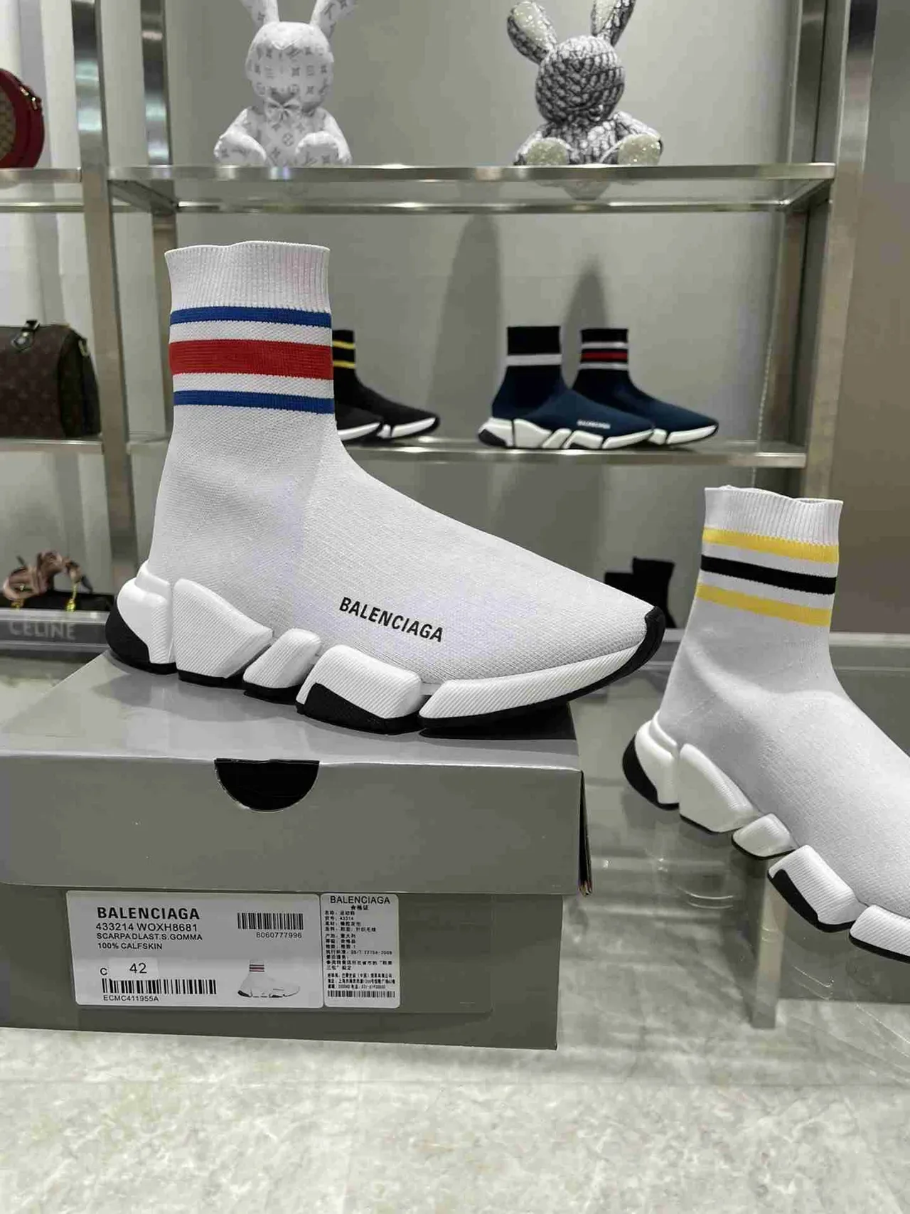 Balenciaga Speed Trainer أبيض متعدد الألوان كم مقصوص أحذية رياضية نمط حياة 3