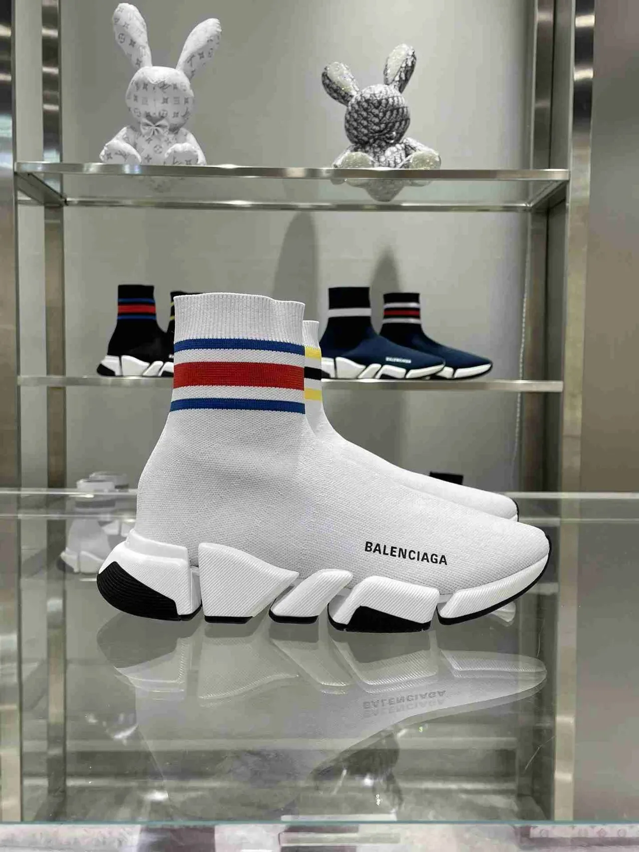 Balenciaga Speed Trainer أبيض متعدد الألوان كم مقصوص أحذية رياضية نمط حياة 8