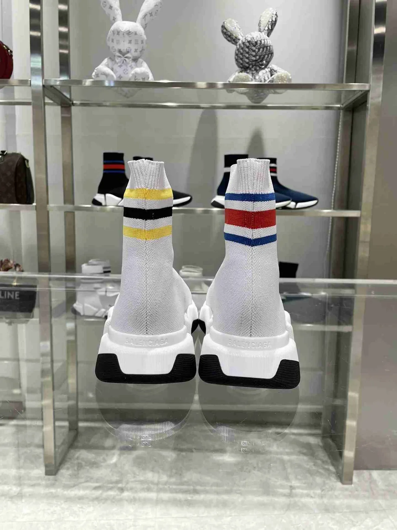 Balenciaga Speed Trainer أبيض متعدد الألوان كم مقصوص أحذية رياضية نمط حياة 9
