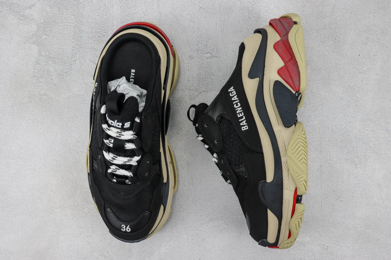 Balenciaga Track Trainer Black Beige Red Chunky Sneakers 3