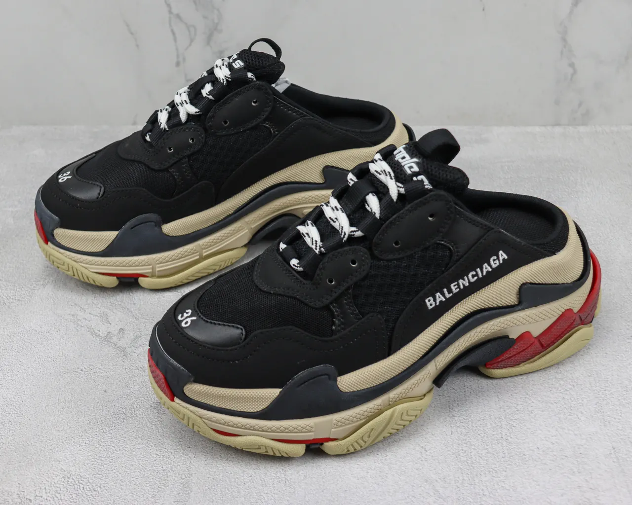 Balenciaga Track Trainer Black Beige Red Chunky Sneakers 4