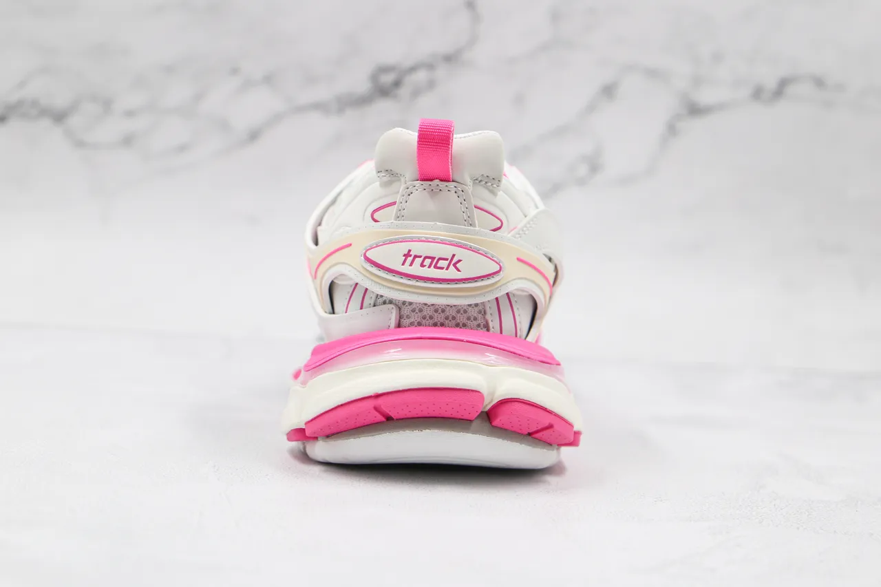 Balenciaga Track Trainer Tênis Chunky brancos e rosa 2