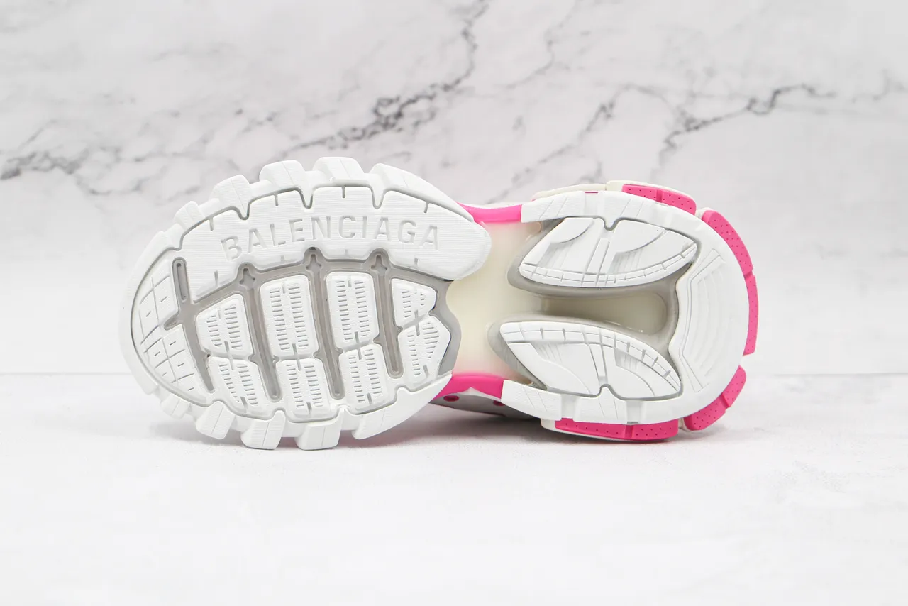 Balenciaga Track Trainer Tênis Chunky brancos e rosa 3