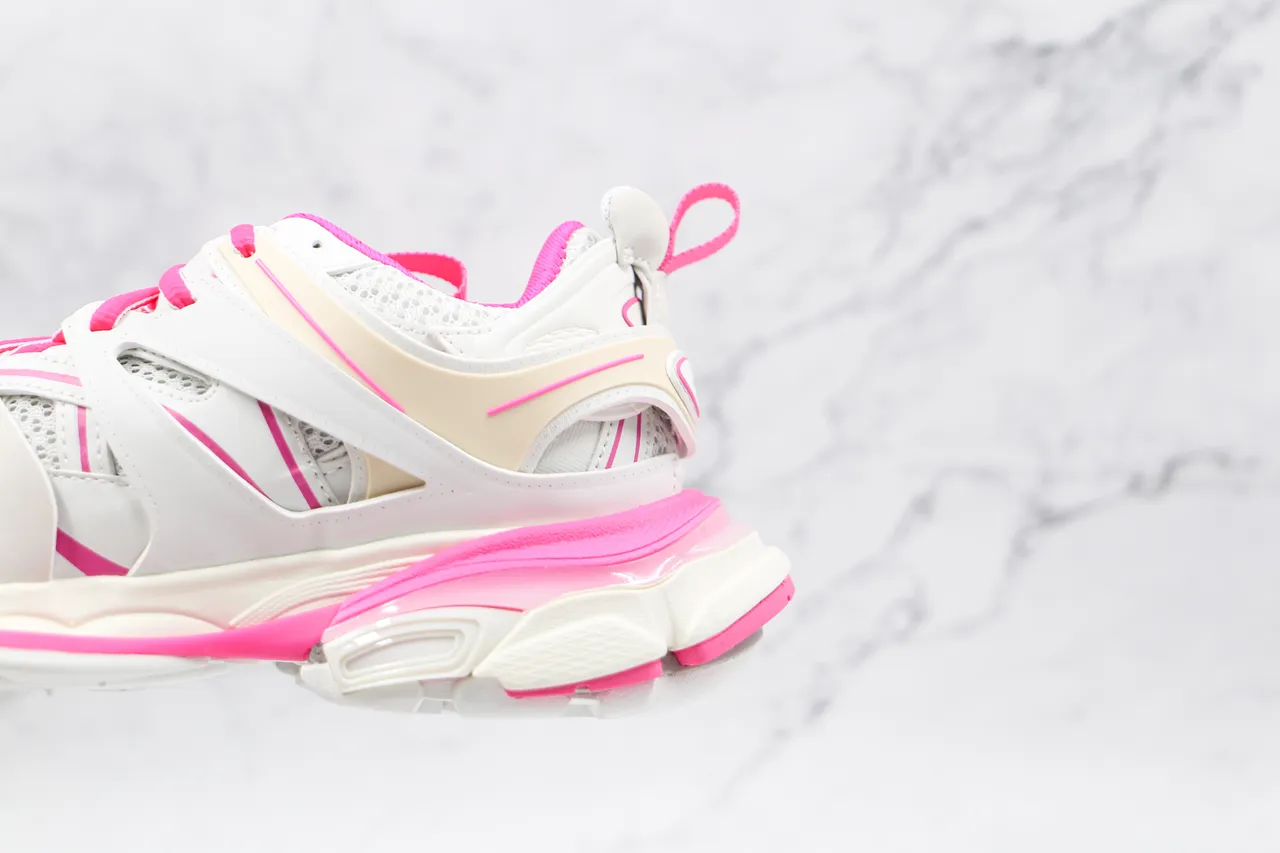 Balenciaga Track Trainer Tênis Chunky brancos e rosa 4